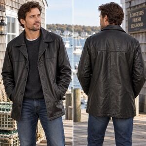WILSONS XL Vintage Leather Pelle Studio Car Coat 3M Thinsulate Ultra Insulation
